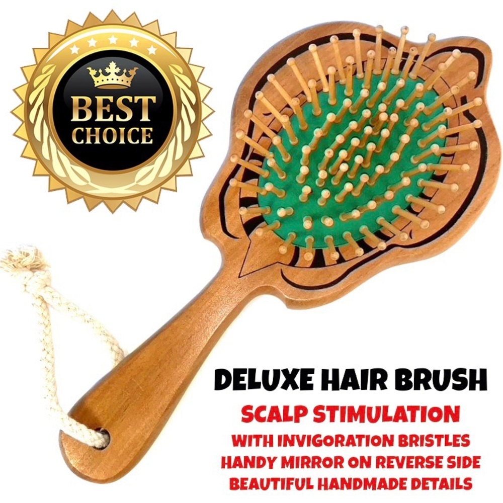 BNWT Deluxe Scalp Invigoration Brush With Mirror & Handmade Details